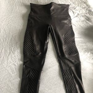 Spanx Faux Leather Moto Leggings- Size L